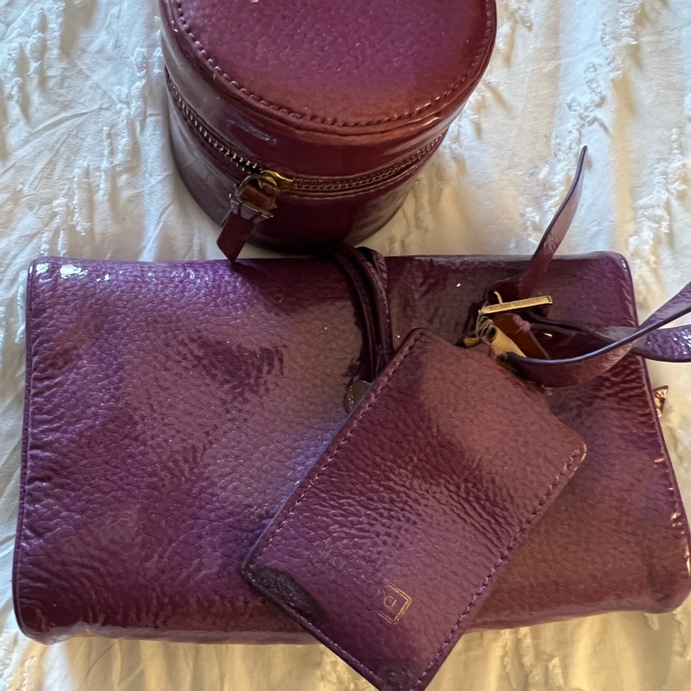 Henri Bengal like new Purple Patent Leather jewelery Clutch & Travel Case Set